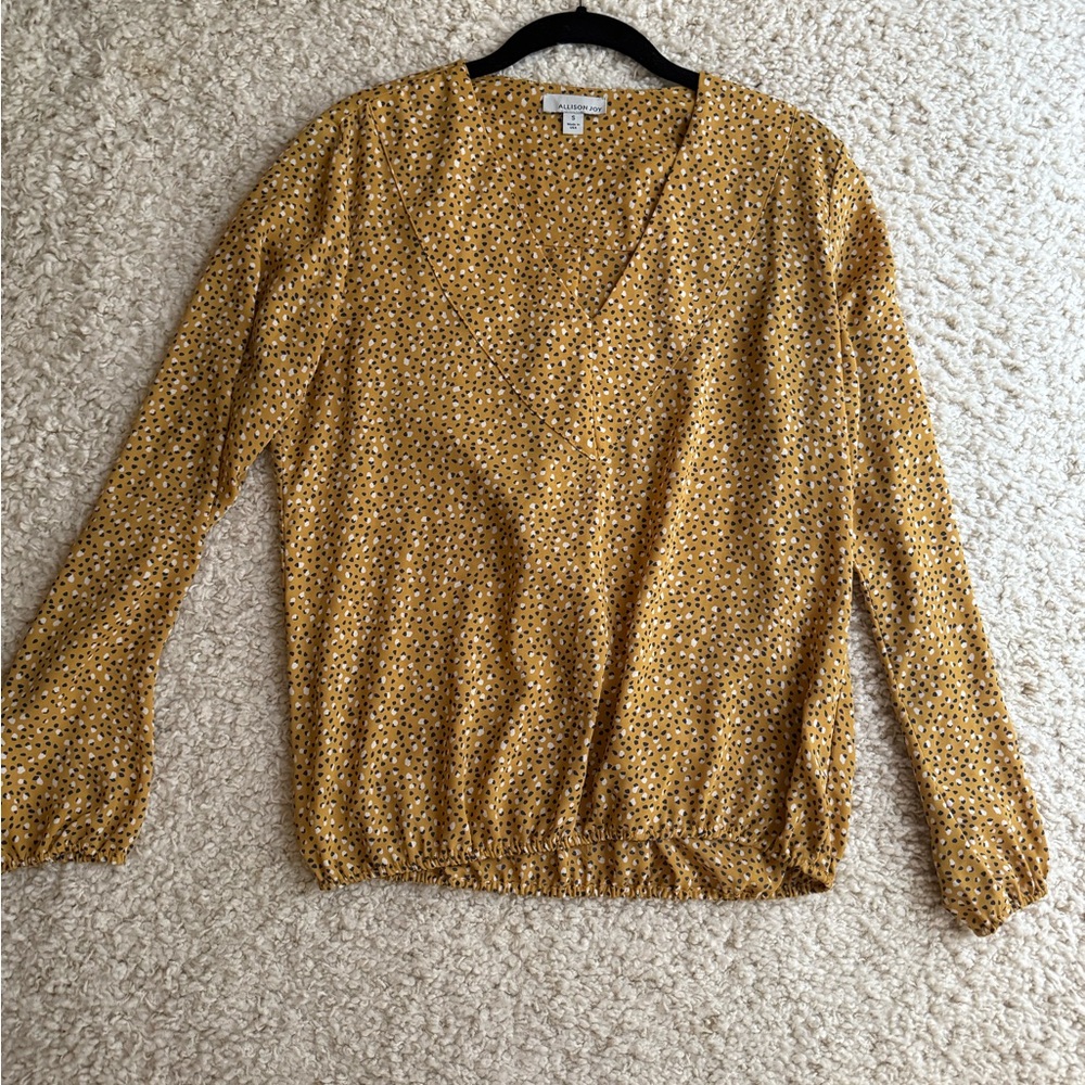 Allison Joy Yellow Wrap Blouse Long Sleeve